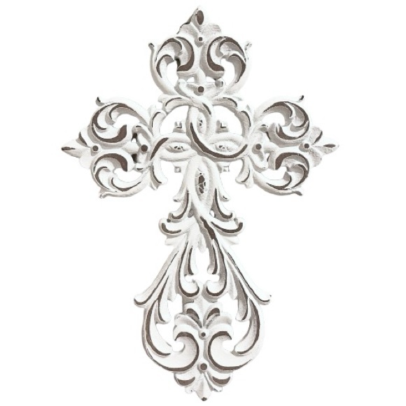 NWOT- Wall Cross White Carved Cut
Out - Picture 2 of 4